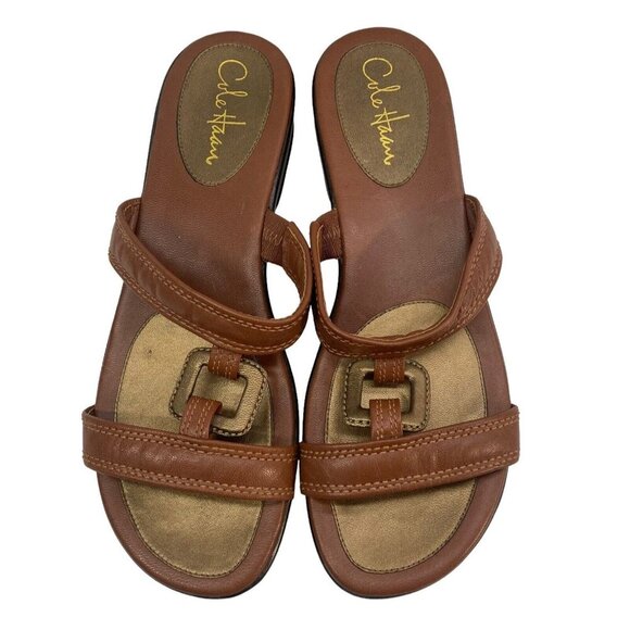 COLE HAAN Women Sandals Size 10 Brown Sasha Slide Wedge Summer Beach Spring s-9 - Picture 3 of 9